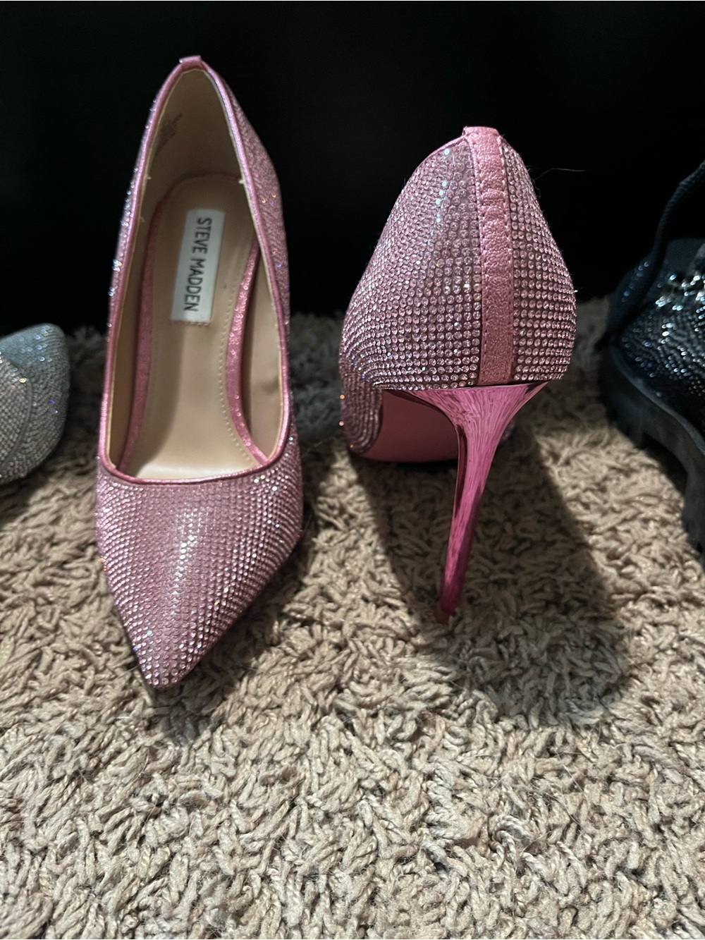 Steve Madden Pink Rhinestone Pointed Stiletto Heels